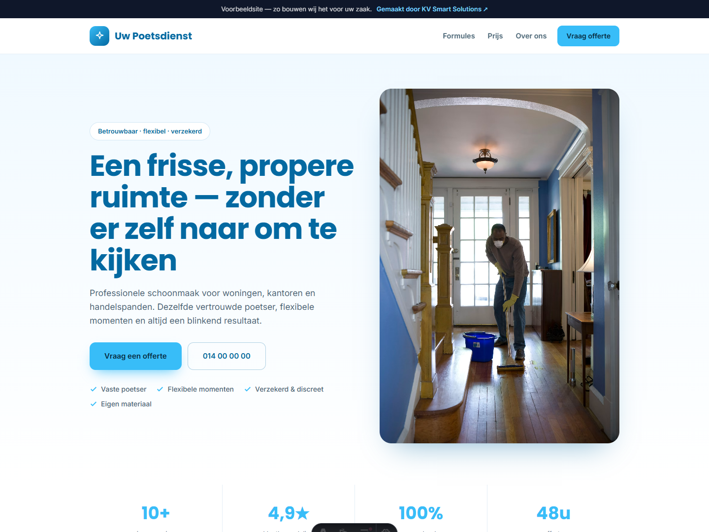 Voorbeeldwebsite voor een poetsbedrijf