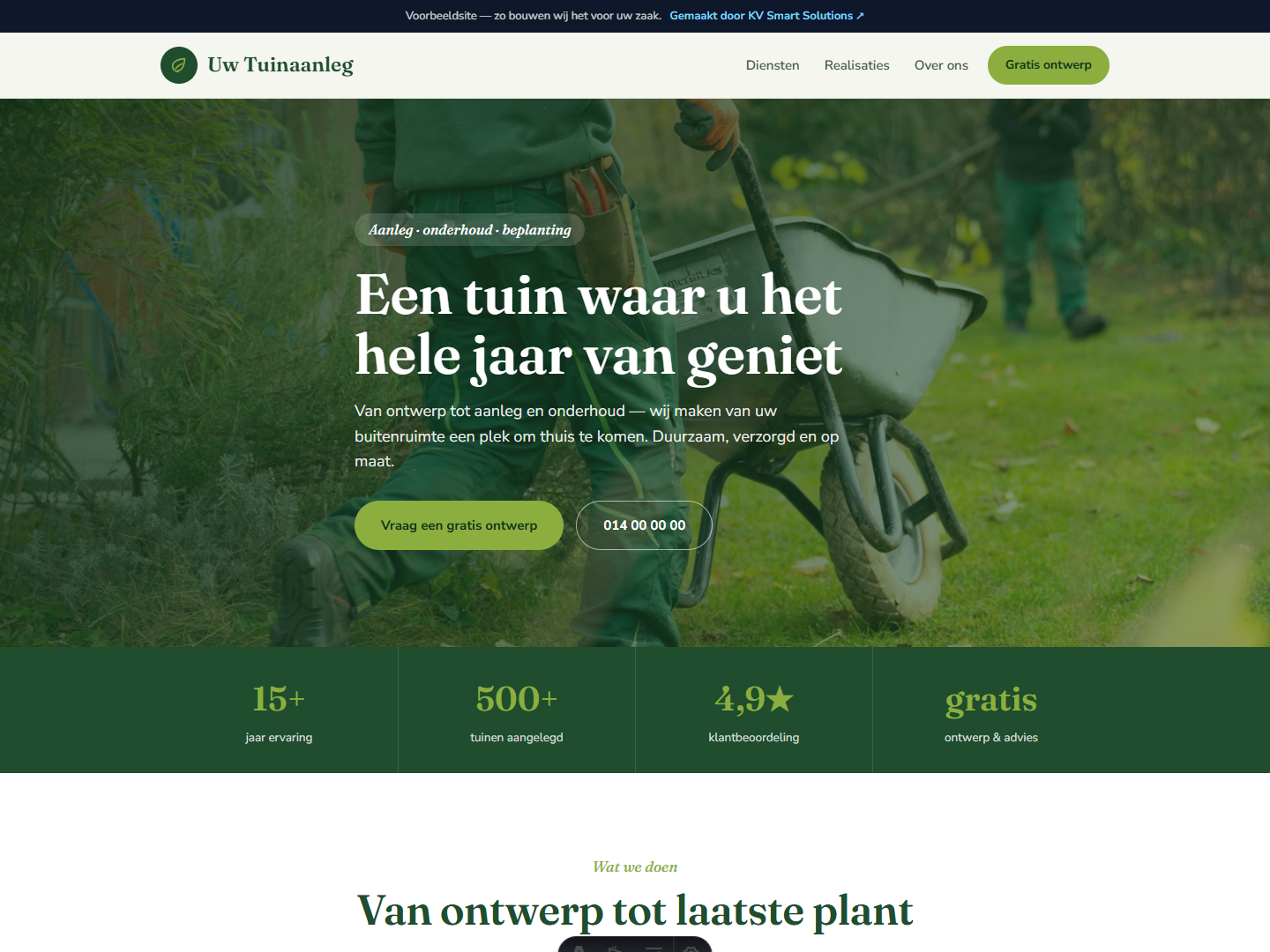 Voorbeeldwebsite voor een tuinaannemer